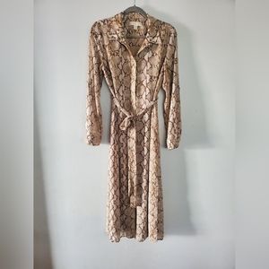 MICHAEL Michael Kors Snake Print Midi Length Belted Shirtdress M